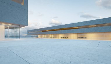 Modern glass wall commercial buildings exterior. Realistic 3d rendering