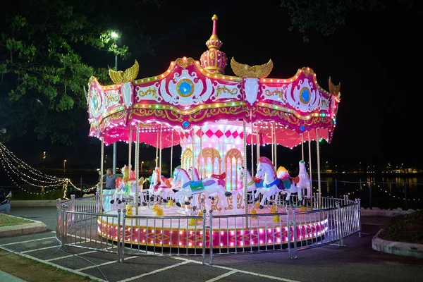 Carrousel Classique Illuminé Nuit Ipoh Malaisie — Photo