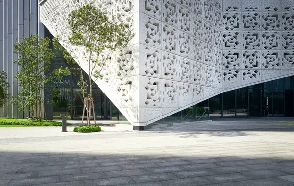 Hermoso Edificio Exterior Pared Diseño Patrón Islámico Blanco — Foto de Stock