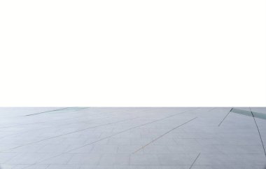 Beyaz arkaplanda boş beton ve tuğla zemin izole