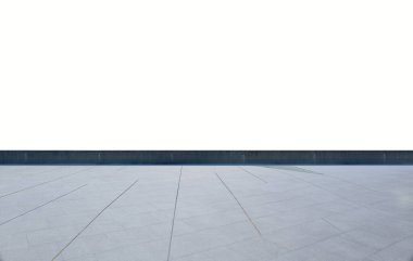 Beyaz arkaplanda boş beton ve tuğla zemin izole
