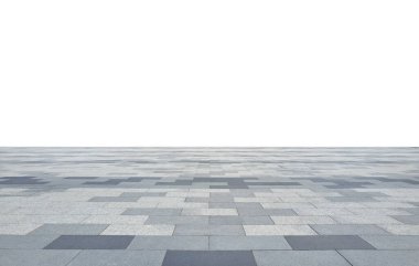 Boş tuğla zemin kırpma yolu olan beyaz arkaplanda izole edildi