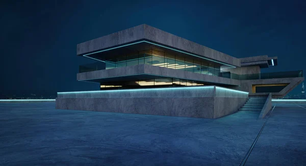 Contemporary Square Shape Design Modern Architecture Building Exterior Glass Concrete — Stock Photo, Image