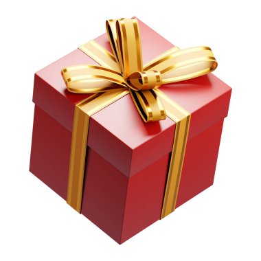 Kapalı kırmızı bir hediye kutusunun, beyaz arka planda izole edilmiş, Noel tebrik kartları ya da tatil sezonu reklamları için mükemmel bir şekilde sunulması.