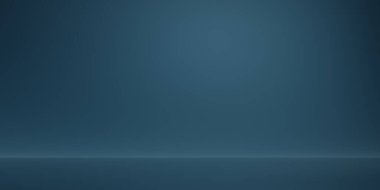 Spot ışığı efektli ürün yerleştirme için boş koyu mavi stüdyo odası. 3B görüntüleme