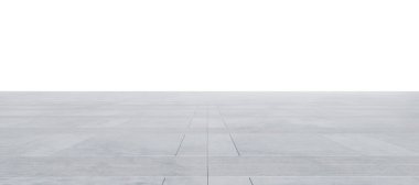 Beyaz arka plana doğru uzanan beton zemin minimalist tasarım veya ürün sergisi için ideal bir ortam sağlar. 3d oluşturma