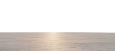 Büyük boş beton zemin, beyaz arka planlı güneş ışığını yansıtıyor. Ürün yerleştirme ve sunumlar için ideal. 3d oluşturma