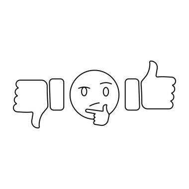 Happy and sad emoji faces line art vector icon for apps and websites, like or dislike, think.