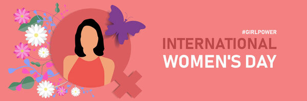 International Women's Day. Butterfly. Vector template with for card, poster, flyer and other users.