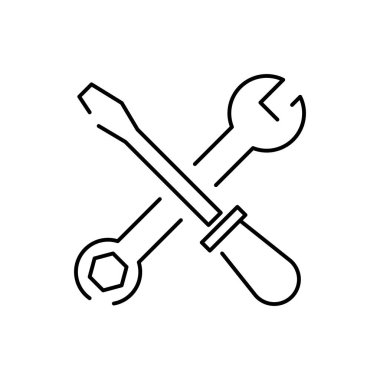 Screwdriver and Wrench Icon. Repair symbols vector. Build icon.