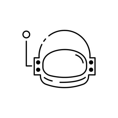 Astronaut and Helmet Line Icon On White Background. Space or cosmos.