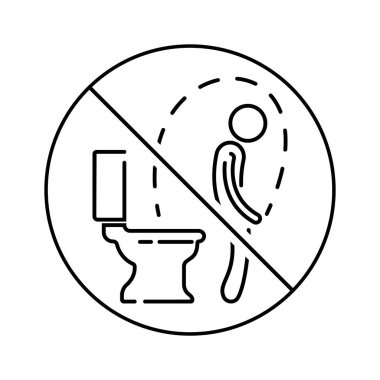 Satır simgesini sifonu çekmeyin. Tuvalet yasağının vektör çizimi. Tuvalet uyarısı için siyah ana hatlı resim