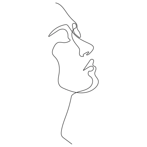 Abstract Minimalistic Linear Sketch Woman Face Vector Hand Drawn Illustration — Stock vektor