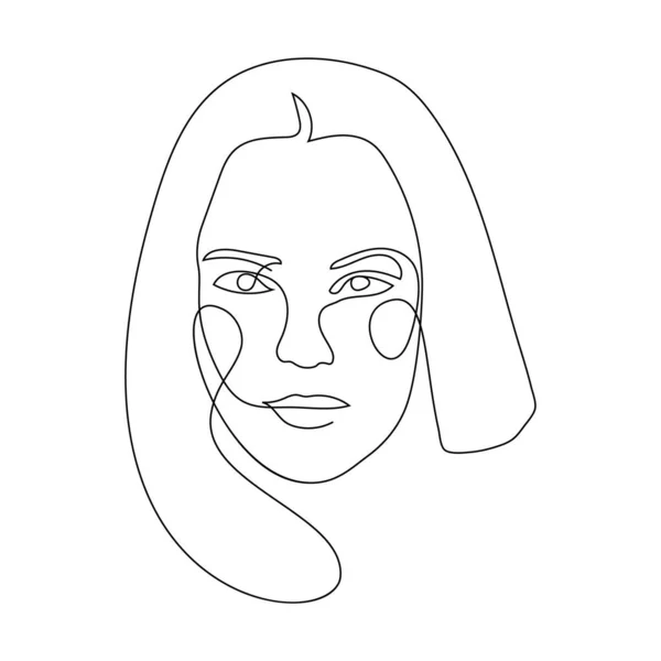 Une Ligne Dessin Portrait Femme Sur Fond Blanc — Image vectorielle