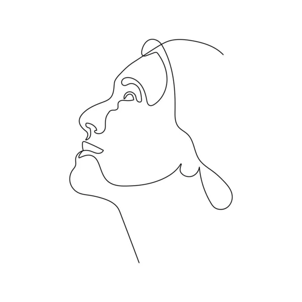 一个线条的女孩或女人肖像设计 手绘简约风格矢量插图 — 图库矢量图片