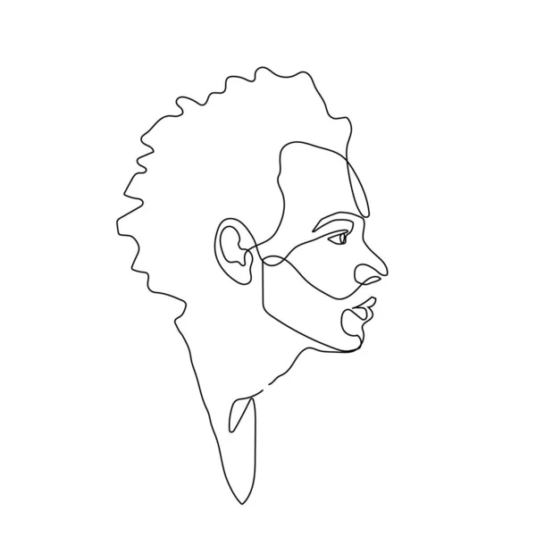 Durchgehende Einzeilige Zeichnung Von Porträt Und Gesicht Eines Menschen Auf — Stockvektor
