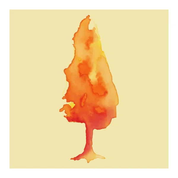Ställ Höstens Akvarellträd Gula Blad Vektor Eps10 — Stock vektor