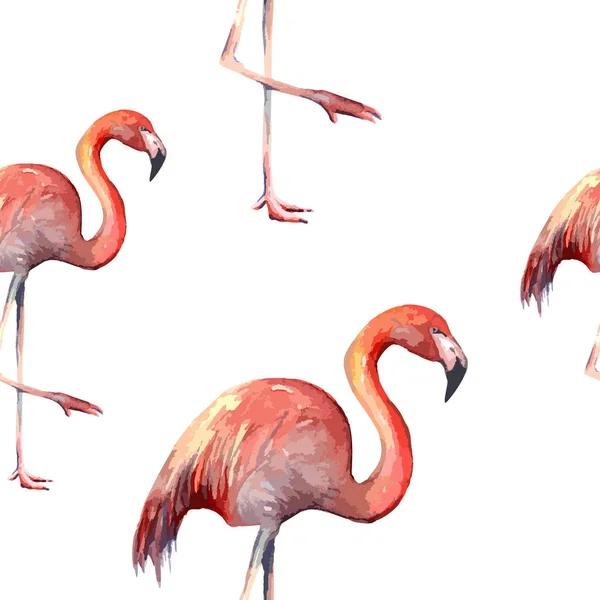 Płynne Tło Wzoru Flamingami Akwarelowymi Wektor Zwierząt Ilustracja Dla Dzieci — Wektor stockowy
