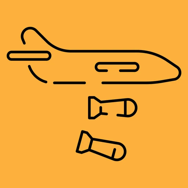 Jet Line Icon Warplane Fighter Bomber Aircraft Concept Vector Illustration — Stock Vector