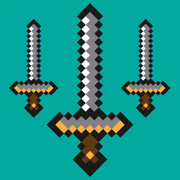 Kılıç Oyunu Piksel Ikon Vektör Illüstrasyon Tasarımı Soğuk Çelik Kollar — Stok Vektör