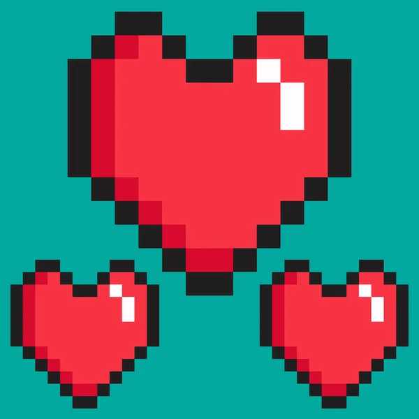 Pixel Kunst Herz Liebe Farbe Ikone Valentinstag — Stockvektor