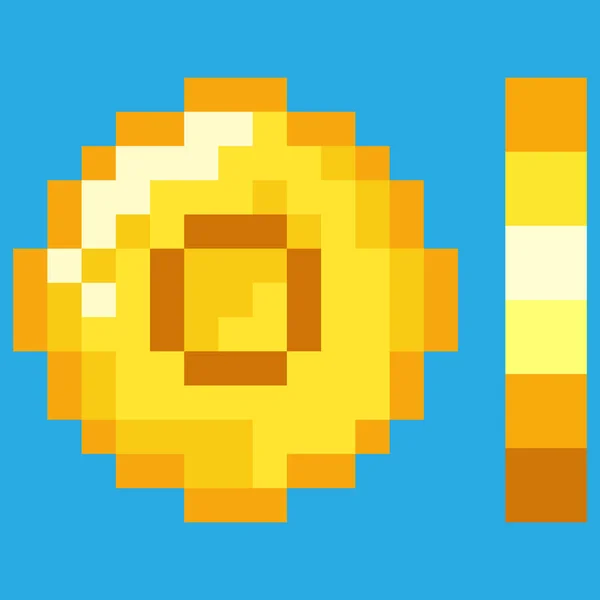 Битные Иконки Пиксельной Графики Изолированная Векторная Иллюстрация Игровое Искусство Золотые — стоковый вектор