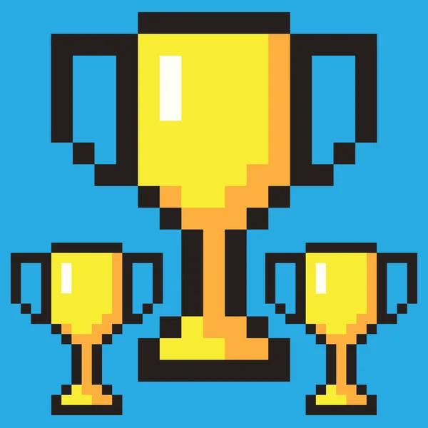 Пиксельный Значок Золотой Кубок — стоковый вектор