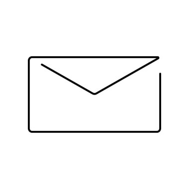 Beyaz arkaplan çizimi biçiminde izole edilmiş bir e- posta simgesi veya harf çizimi.