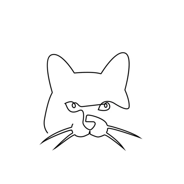 One Line Cat Design Minimalism Style Vector Illustration Icon Animal — Stock Vector