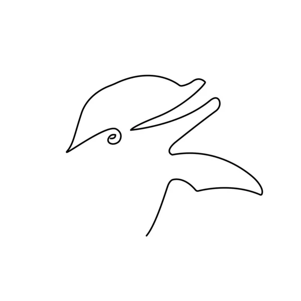Çizgi Stili Yunus Vektör Illüstrasyonu Sürekli Çizgi Çizimi Hayvan Simgesi — Stok Vektör