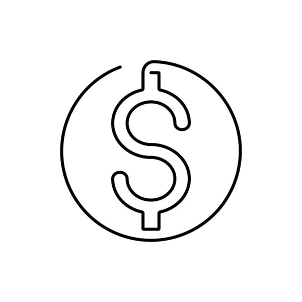 Dessin Ligne Continue Icône Pièce Monnaie Dollar Isolé Sur Fond — Image vectorielle