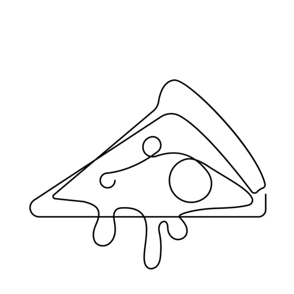 Kontinuerlig Linje Ritning Pizza Mat Minimalism Design Vektor Illustration Snabbmat — Stock vektor