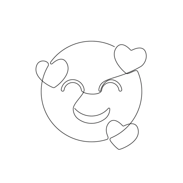 Verliebtes Symbol Ein Zeilen Emoji Liniengrafik Webdesign Valentinstag Herz Emojis — Stockvektor