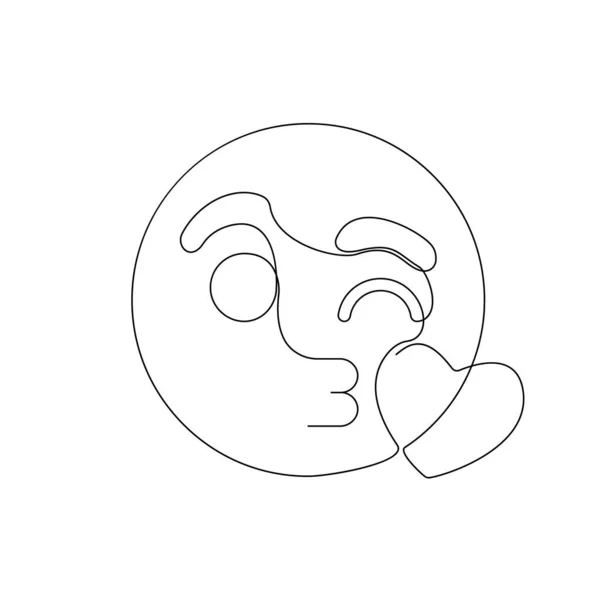 Icona Innamorata Una Linea Emoji Progettazione Grafica Della Linea Web — Vettoriale Stock