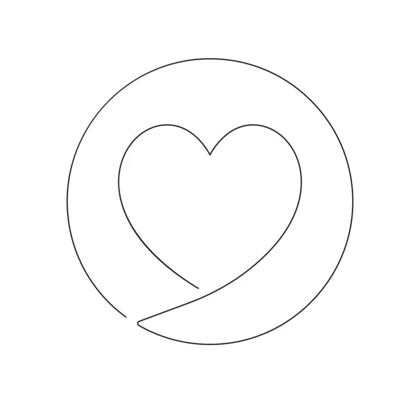 Enamored Icon One Line Emoji Web Design Valentines Day Heart — Stock Vector
