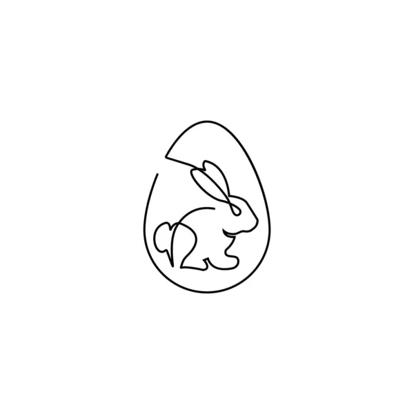 Conejo Pascua Ilustración Vectorial Huevo Una Línea — Archivo Imágenes Vectoriales