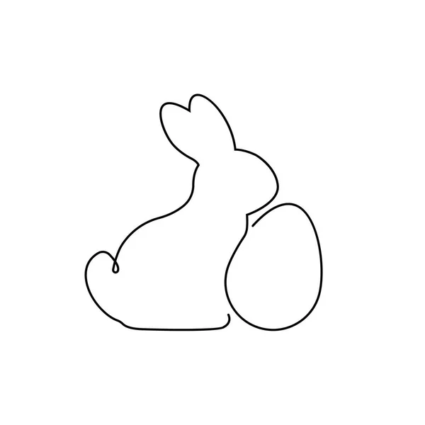 One Line Easter Bunny Icon Easter Holiday Rabbit Egg Sign — Stock Vector