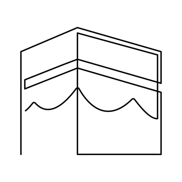 Кааба Ісламічна Ікона Безперервної Лінії Тонким Стилем Лінії Використовується Острівних — стоковий вектор