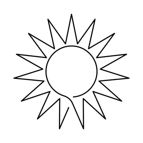 Słońce Jest Narysowane Przez Jedną Czarną Linię Białym Tle Letni — Wektor stockowy