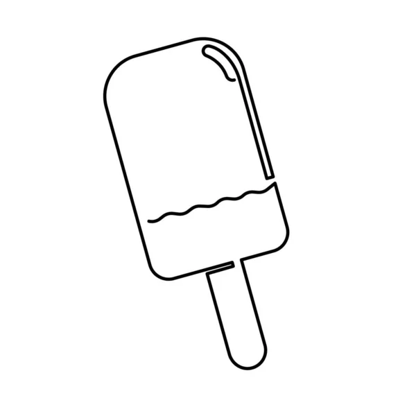 Ice Cream Summer Continuous Line Drawing Ice Lolly Stick Glaze — Stock Vector