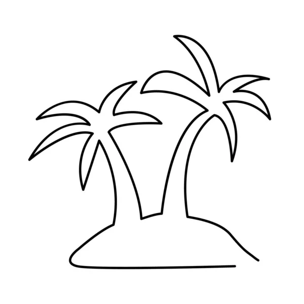 Spring Continuous Line Drawing Palm Trees Tropical Beach Summer — Stock Vector