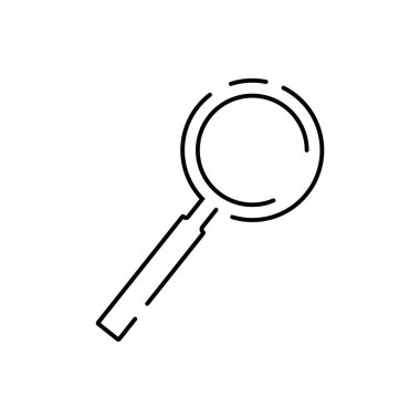 Okula dönelim. Okul ve eğitim ince çizgi vektör ikonu. Büyüteç.