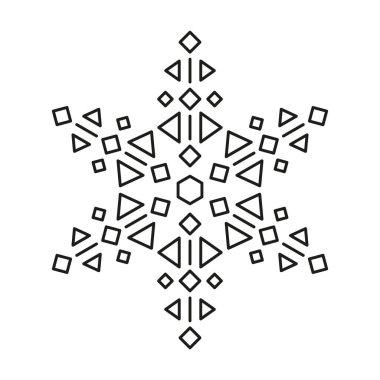 Beyaz arkaplanda kar tanesi simgesi. Noel ve kış veya yeni yıl simetrik tasarımı.