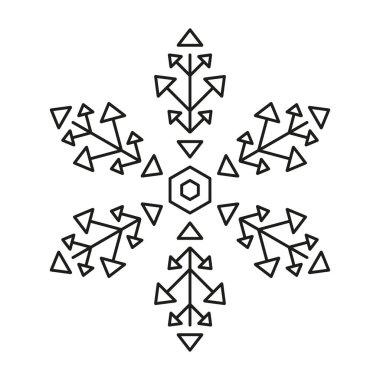 Beyaz arkaplanda kar tanesi simgesi. Noel ve kış veya yeni yıl simetrik tasarımı.