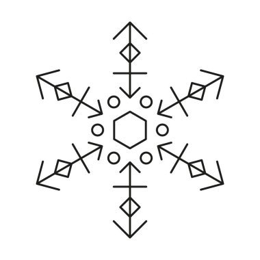Noel ve kış ikonu simetrik dizaynından kar tanesi simgesi.