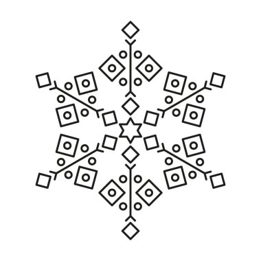 Noel ve kış ikonu simetrik dizaynından kar tanesi simgesi.