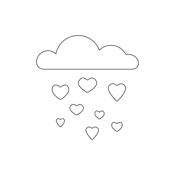 Chmury Sercami Cienka Ikona Linii Romantyczne Sny Symbol Chmury Miłości — Wektor stockowy
