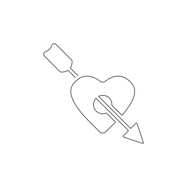 Arrow Heart Icon Love Sign Valentines Symbol Thin Line Icon — Stock Vector