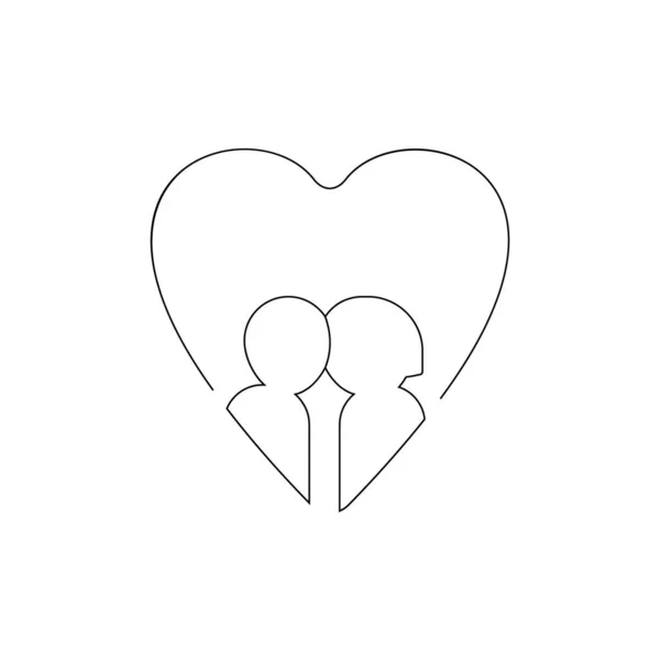 Couple Line Vector Icon Love Print Minimalist People Icon Heart — Stock Vector
