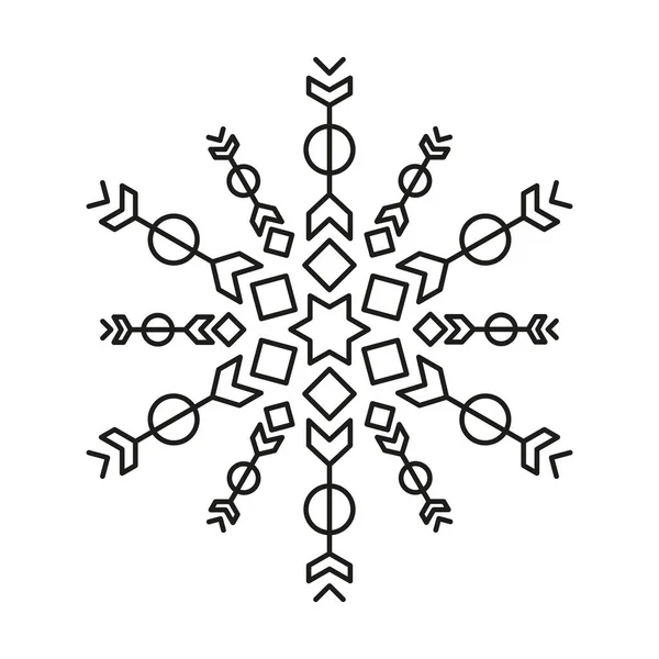 Vločka Ikona Vánoční Zimní Ikony Balení Symetrický Design — Stockový vektor